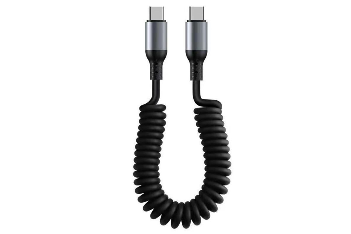 USB C To C Cable Car Coiled Type C Charging Cable For iPhone Samsung