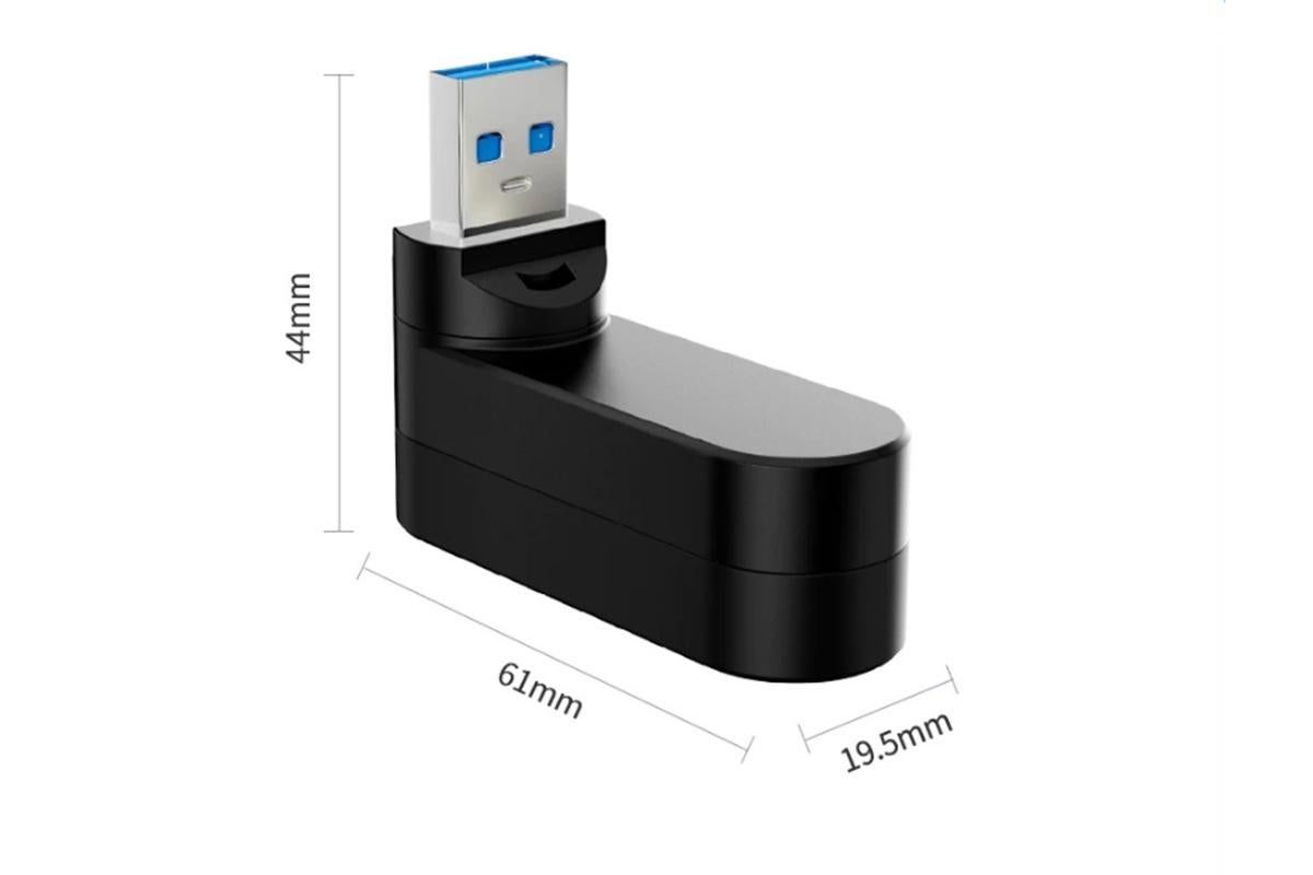 4 Port USB Hub Rotatable 180 Degrees USB Splitter with Type-C for Laptop - White