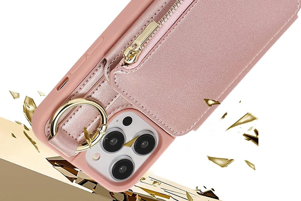PU Leather Phone Case Wallet Purse for iPhone 14 Series -Rose Gold /iPhone 14 Pro Max