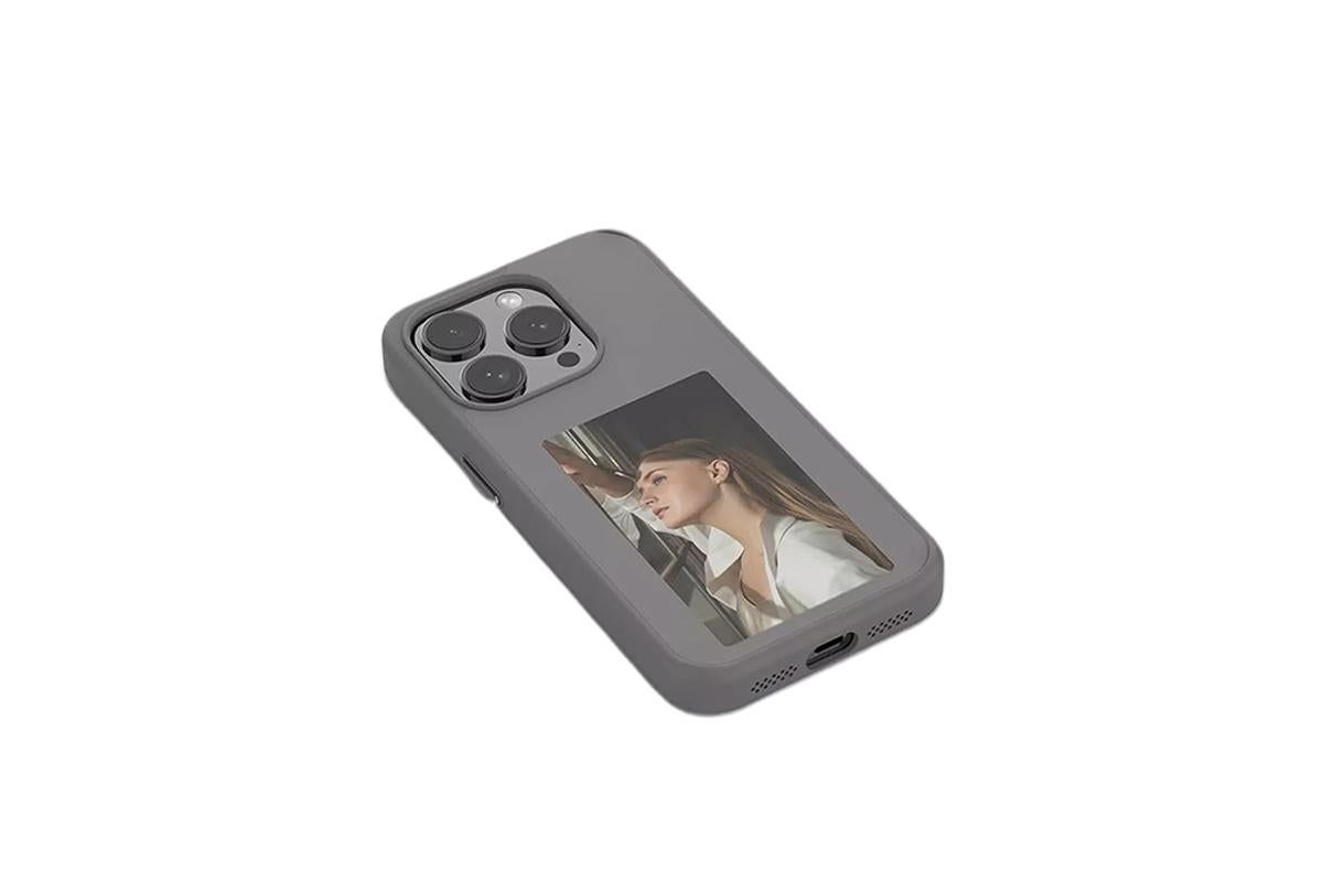 NFC E-Ink Smart Cover iPhone Ink Screen Display Digital DIY Custom Picture Phone Case -Grey /iPhone 15 Pro Max