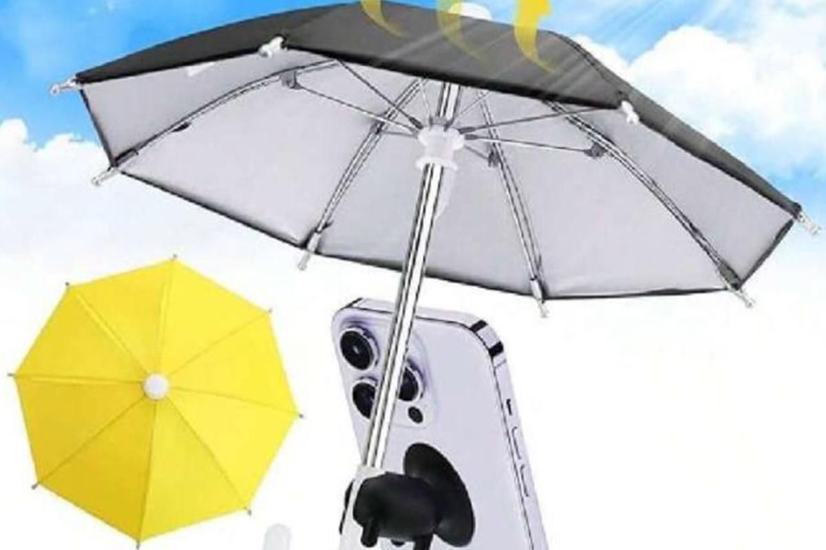 Phone Umbrella with Suction Cup Stand Universal Adjustable Piggy Anti-Glare Sun Shade -Black