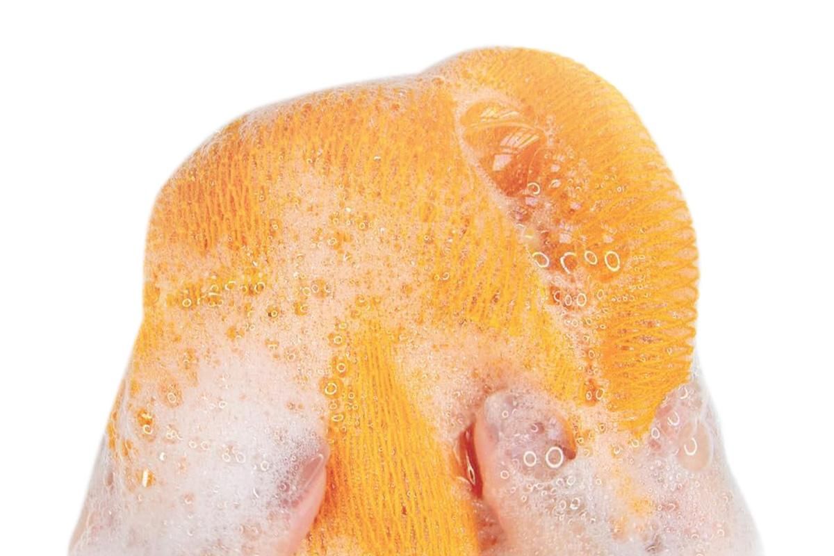 2PCS African Net Sponge Body Scrubber for Exfoliating and Bathing - Blue & Yellow