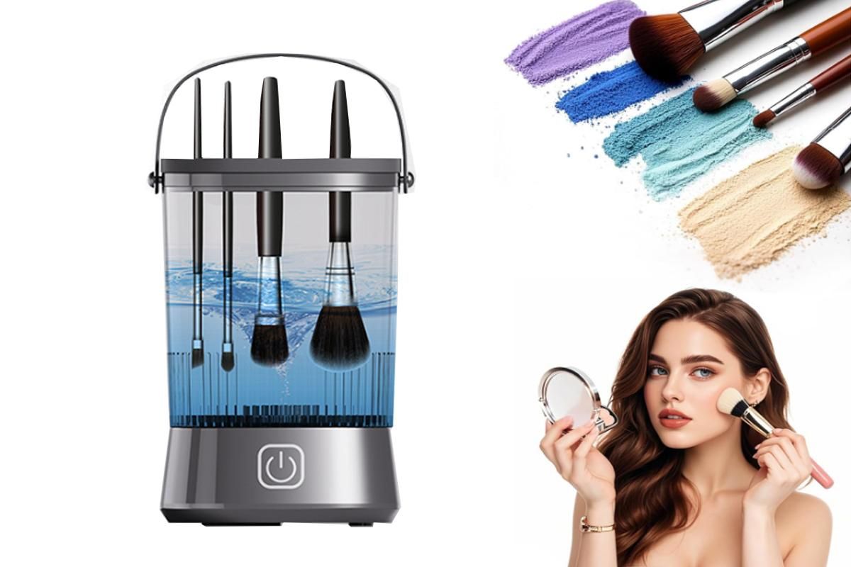 Electric Makeup Brush Cleaner and Dryer Machine Automatic Brush Super Fast Cleaning Tool -Grey