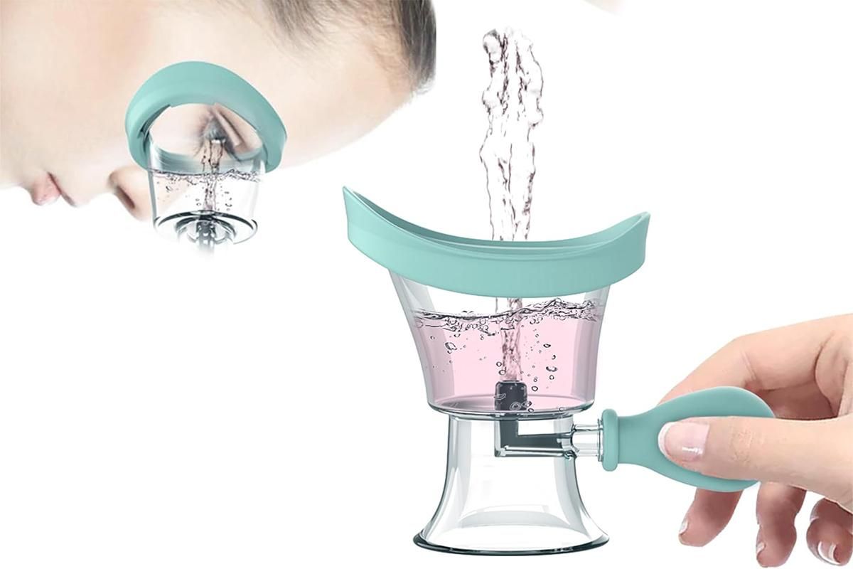 Manual Air Pressure Eye Cleaning Cup Clear Silicone Eye Cup -Blue