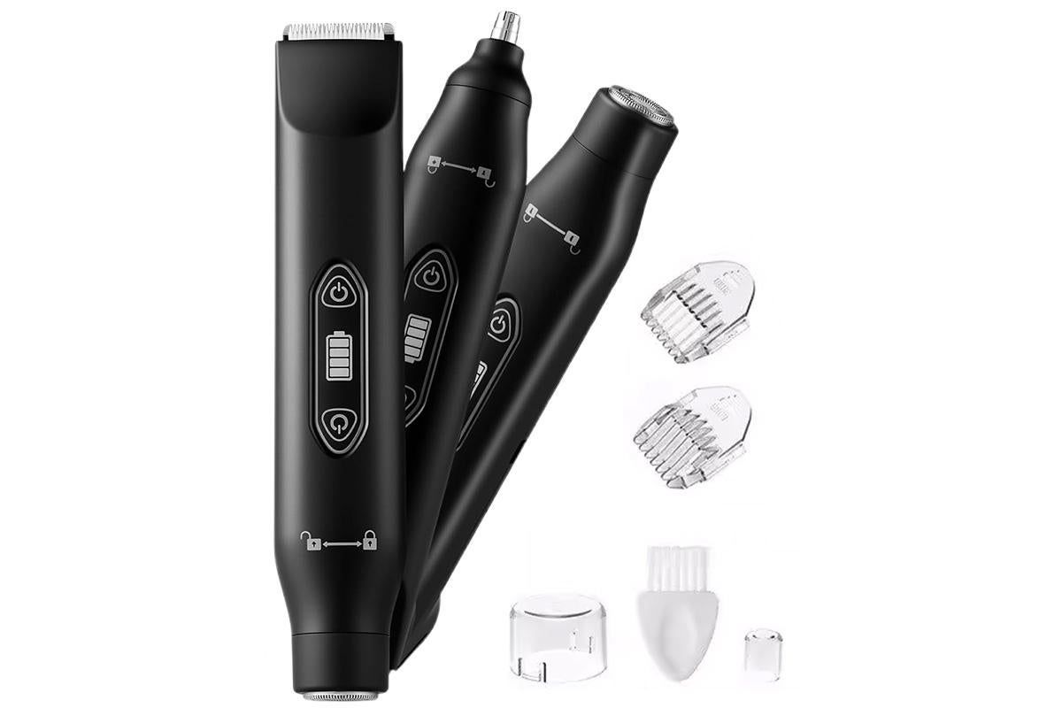 3-in-1 Electric Shaver Nose Hair Trimmer for Face Body Bikini Underarm and Legs - Black