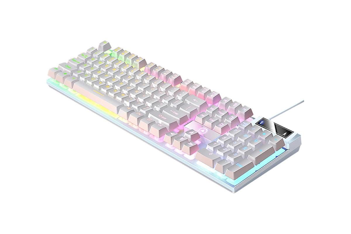 104 Keys Mechanical Gaming Keyboard Wired Backlit Keyboard Hot-Swap Mechanical Keyboard Wired Gaming Keyboard with Number Pad -Pink