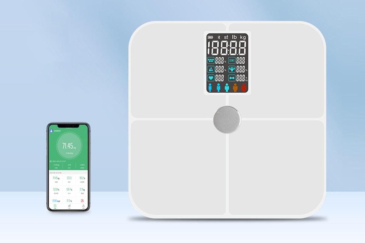 Smart Digital Bathroom Body Fat Scale 180KG Bluetooth Scales Weight for BMI Water -Navy Blue