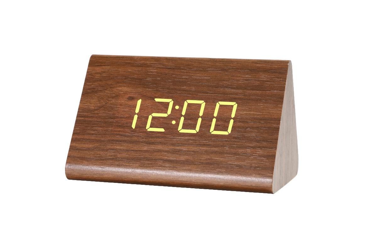 Wooden Digital Alarm Clocks for Bedrooms Electric Desk Clock with Large Numbers - Natural