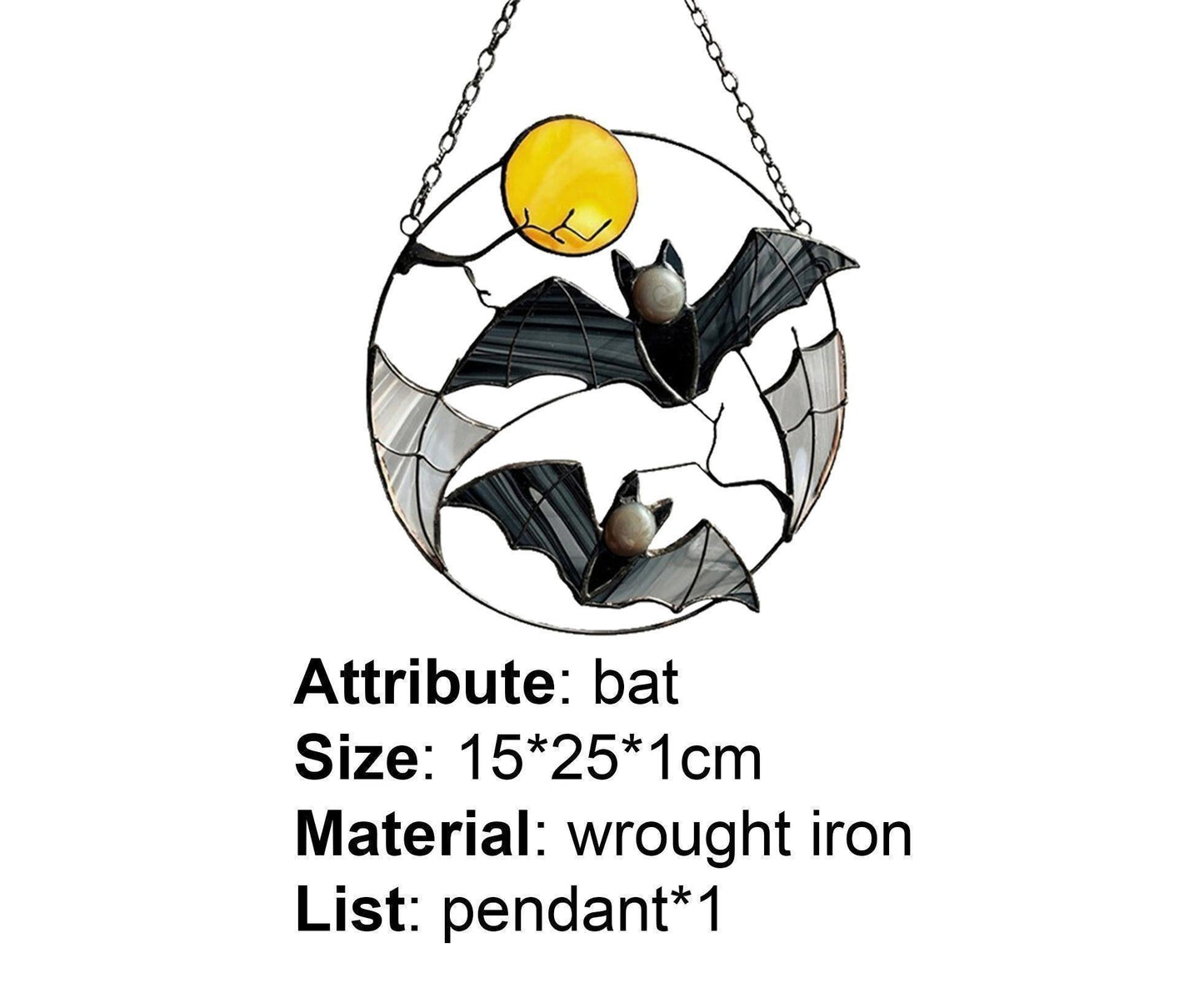 Wall Ornament Bat Shape Anti-deform Metal Window Hanging Decoration for Home- Bat*