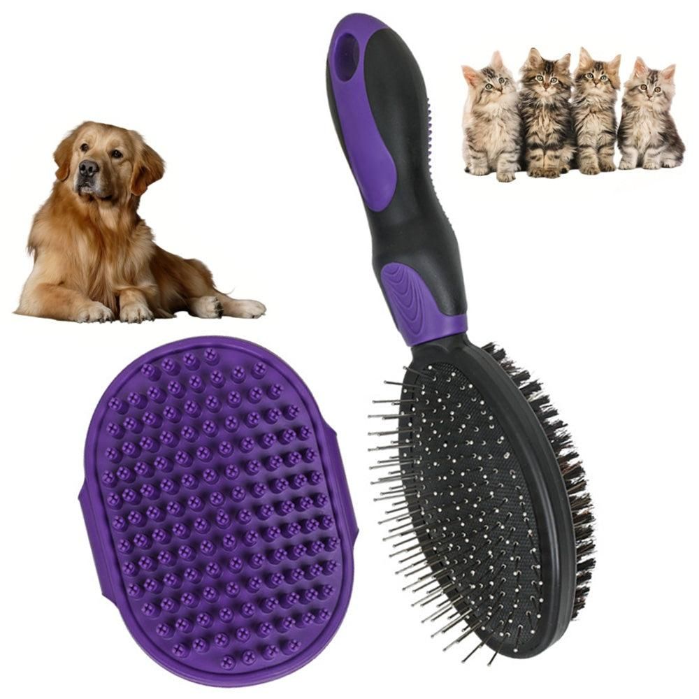 2PCS Pet Grooming Brushes Deshedding Bath Brush for Dogs Cats & Horses Green