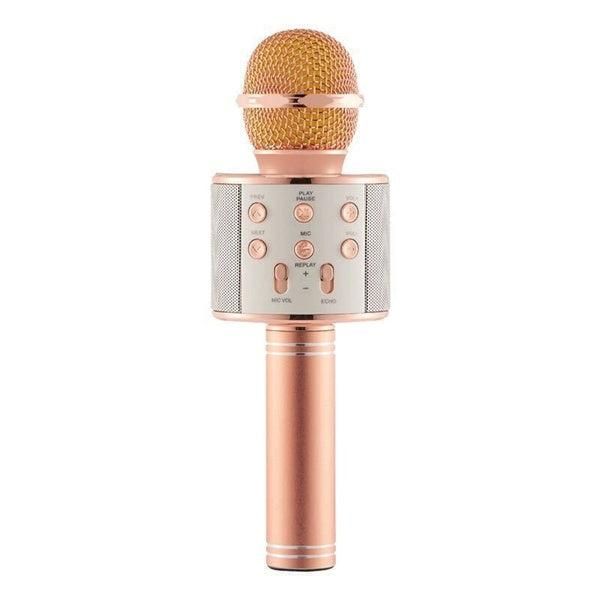 Handheld Wireless Bluetooth Microphone with Speaker for IOS Android Phone Computer 1800mAh Battery Gold