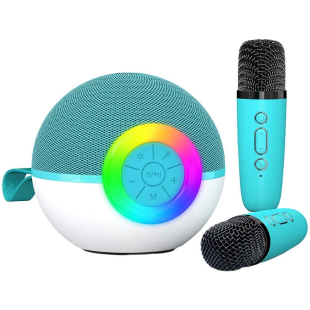 Portable Karaoke Microphone Machine Mini Bluetooth Speaker with 2 Wireless Mics Purple
