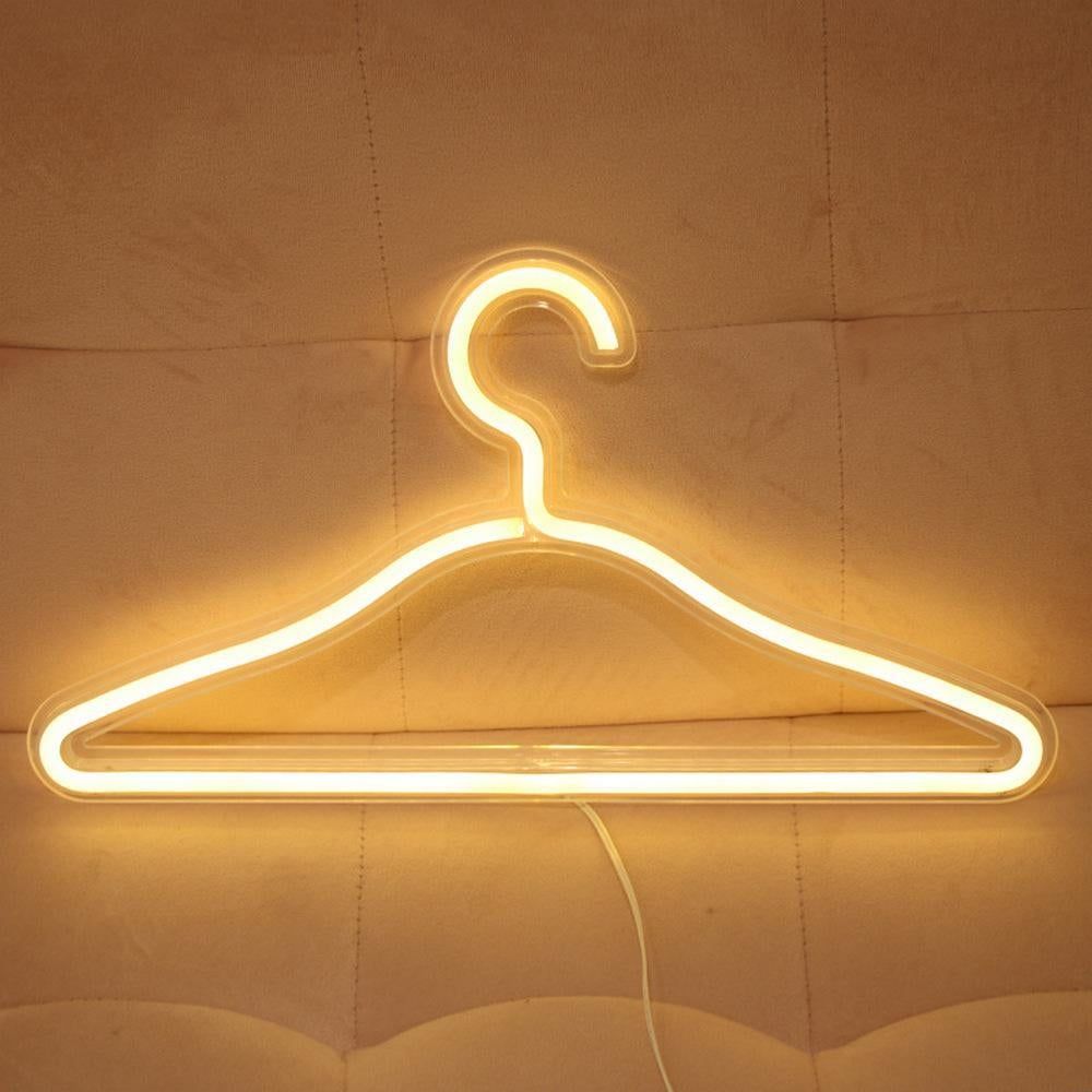 Clothes Hanger LED Neon Light Wardrobe Lamp Decor Home Decoration Accessory Pink