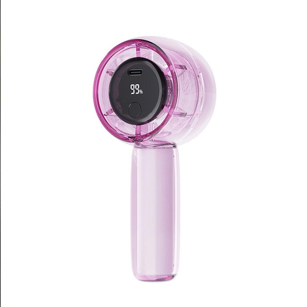 Mini Transparent Handheld Fan with LED Color Display and Rechargeable Battery Green