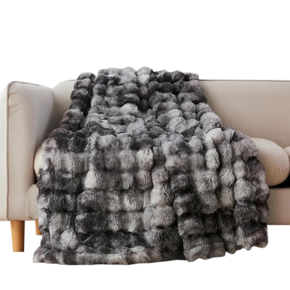 Bubble Tie Dye Throw Blanket Soft Cozy Microfiber Lightweight Warm -Dark Grey L