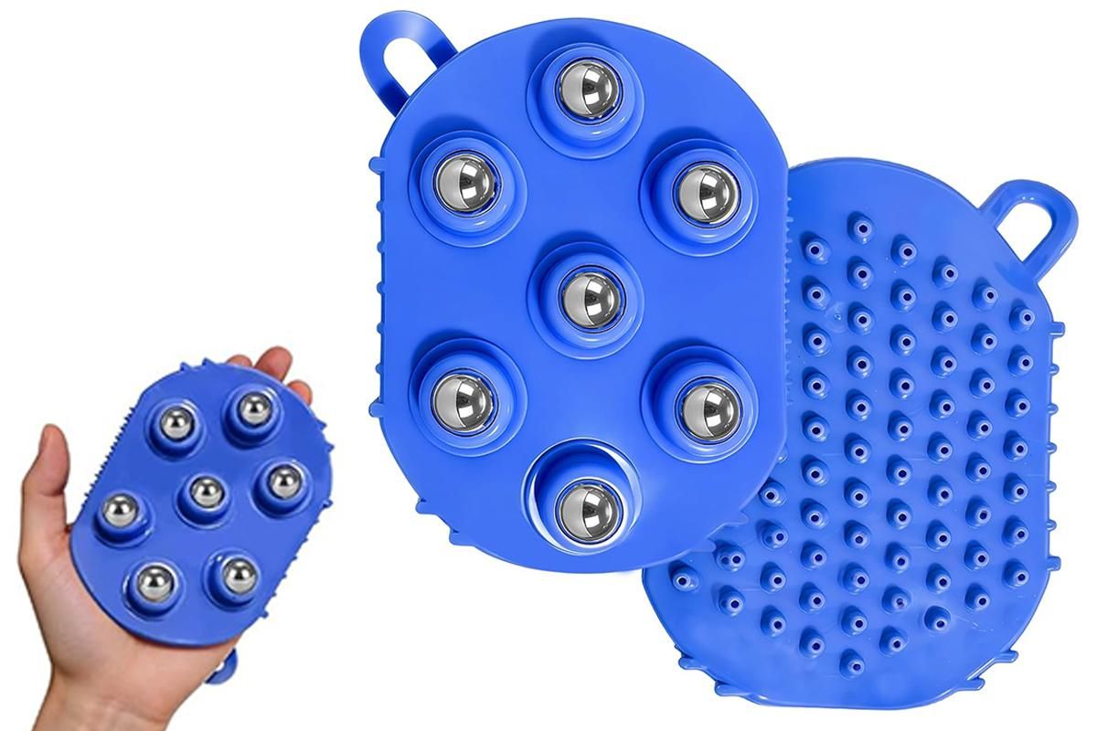 2Pcs Roller Ball Massager Glove Lymphatic Massage Muscle Release for Back-Green