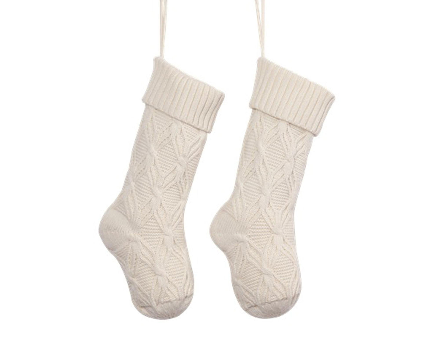 1Pc Xmas Stockings Knitted Hanging Socks-Ivory