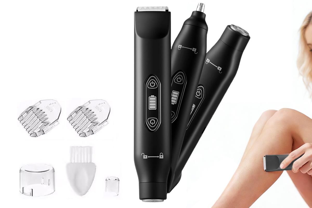 3-in-1 Electric Shaver Nose Hair Trimmer for Face Body Bikini Underarm and Legs - Sky Blue