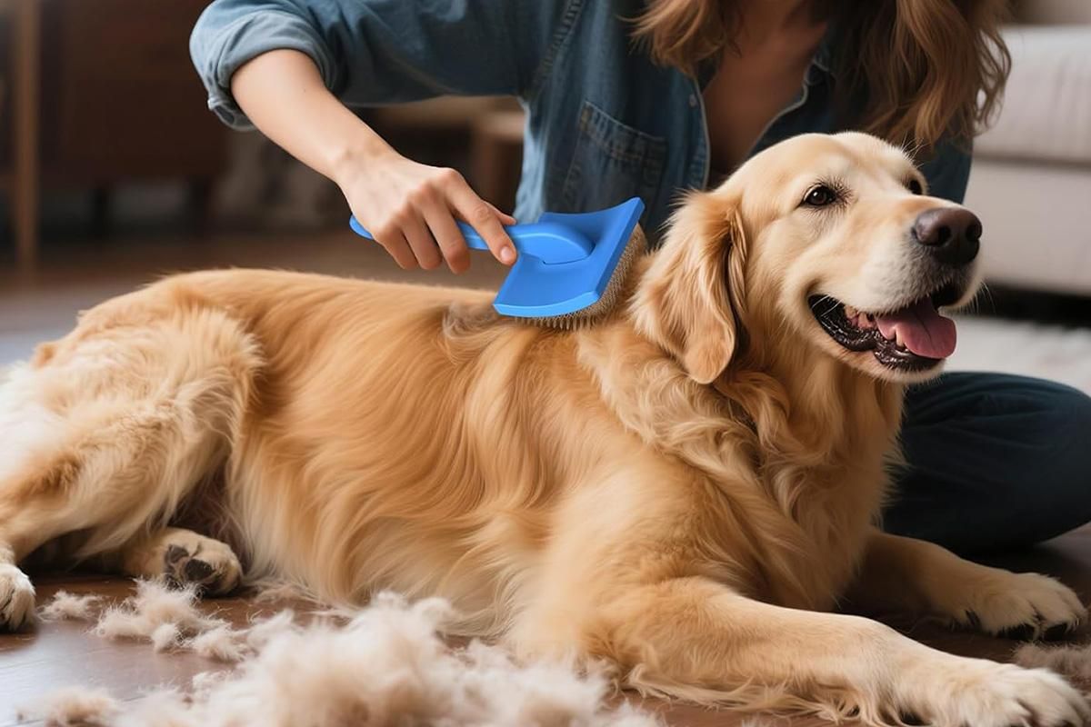 2Pcs Dog Slicker Brush & Comb Set for Grooming Detangling & Hair Removal-Blue