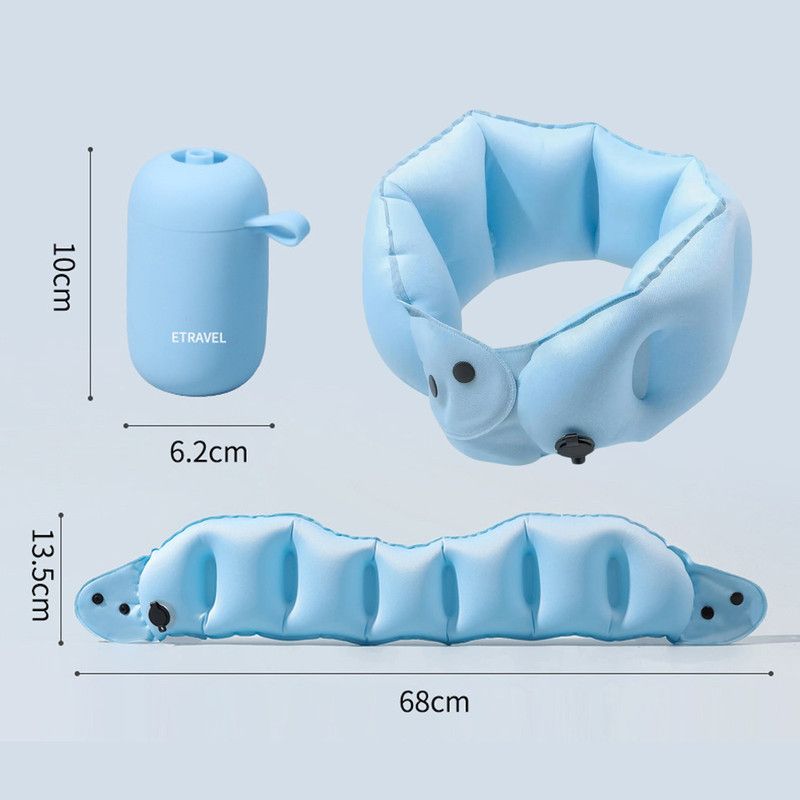 Portable Inflatable Travel Neck Pillow, Nap Pillow, Comfortable Neck Support for Long Trips, Easy to Pack for Business Trips and Travel, Foldable and Slim Travel Pillow - Gray