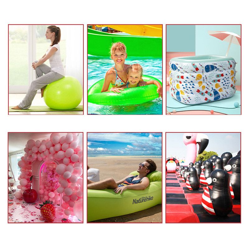 Portable foot-operated air pump, dual-port pump for both inflation and deflation, universal pump for balloons, swim rings, and inflatable toys, versatile air pump for parties and swimming gear, 95cm hose