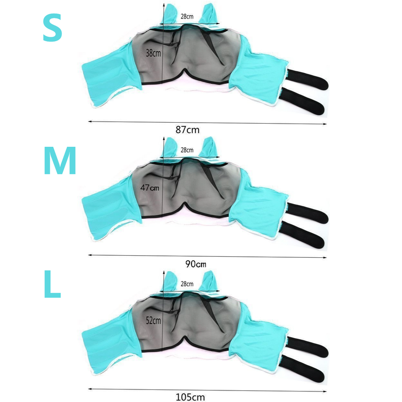Breathable Horse Face Mask - Mosquito, Insect, and Fly Protection - Equestrian Racing Head Cover - Black - S