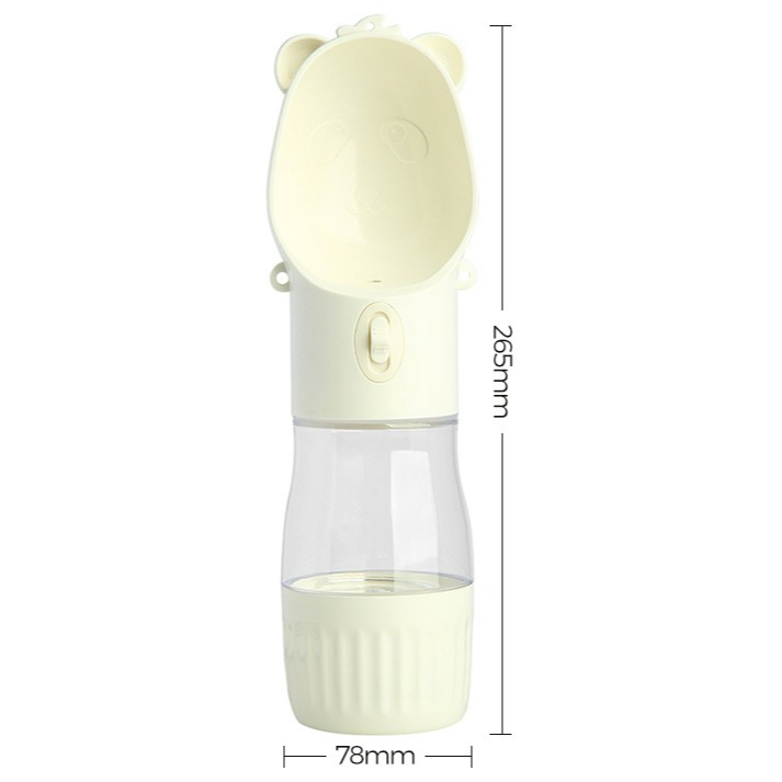 All-in-One Water and Food Pet Travel Cup, Portable Water Dispenser for Dogs and Cats – White