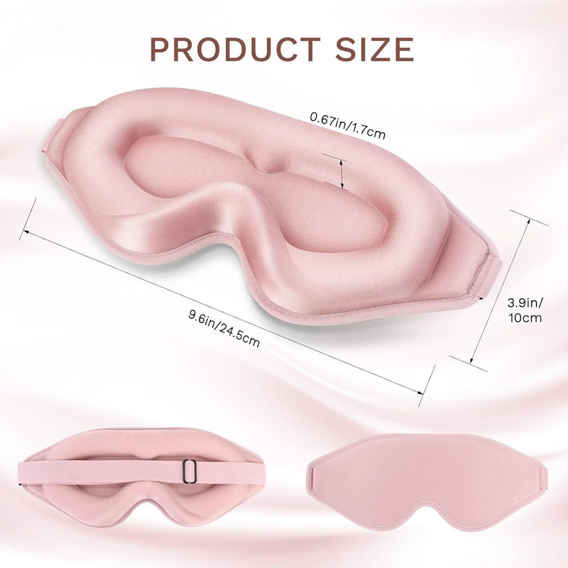 3D Deep Contoured Memory Foam Sleep Eye Mask, Full Light Blocking, Breathable Eye Cover for Travel, Naps, and Nighttime Sleep—Gray