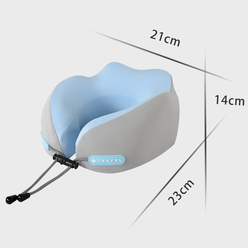 Memory Foam Travel Neck Pillow, U-Shaped Pillow with Ice Silk Cover, Adjustable Lock, and Storage Case for Airplane, Car, Office - Gray