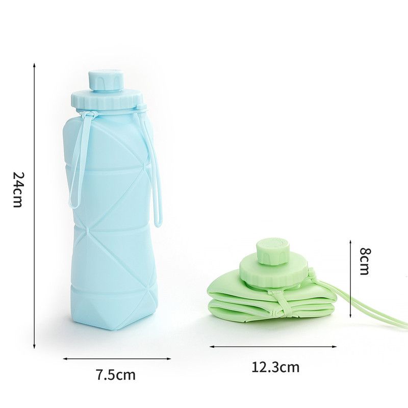 800ml Large-Capacity Food-Grade Silicone Folding Water Cup, Portable Outdoor High-Temperature Resistant Water Bottle, Travel and Camping Compressible Water Bottle, Travel Water Cup - Green