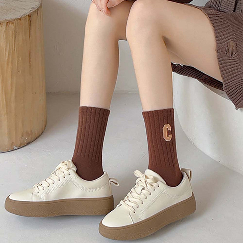 Socks - 10-Pack Women's Socks - Women's Athletic Socks - Soft - Breathable - Casual Socks - Fashionable Instagram-Style - All-Season - One-Size-Fits-All Women's Socks - Simple Letter Print - Women's Ankle Socks