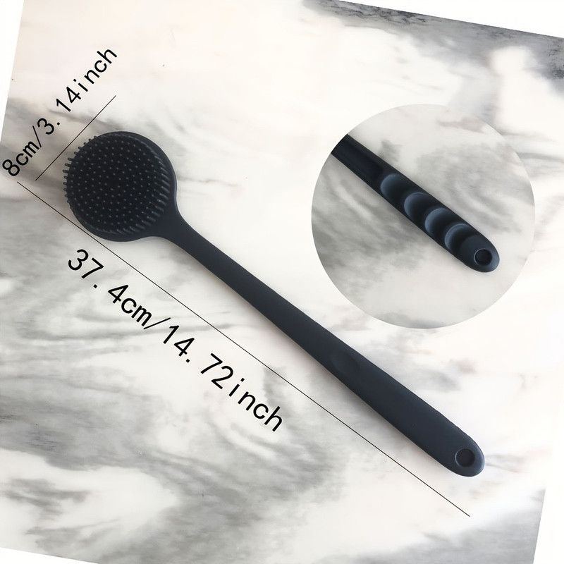 Long-Handle Silicone Massage Shower Brush – Back Scrubber for Bathing