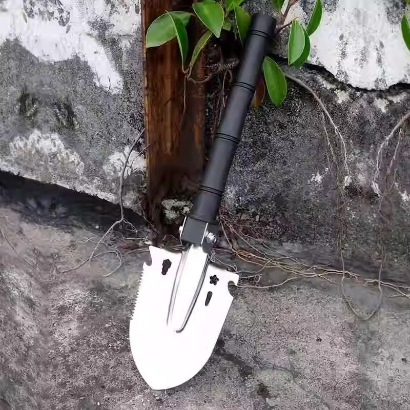 Outdoor Multi-functional Entrenching Shovel — Non-Folding, Portable Iron Spade for Hiking, Camping, Wilderness Fishing, and Digging