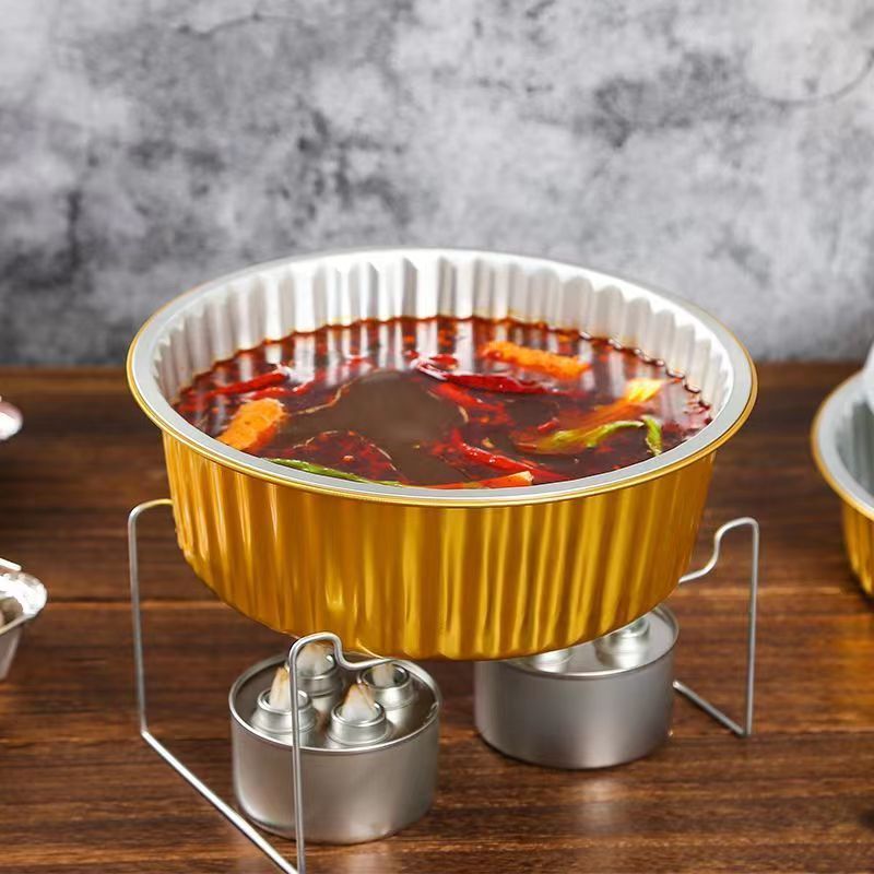 Picnic Thickened Takeout Hot Pot Disposable Tin Foil Pot Outdoor Tin Foil Pot Picnic Camping Aluminum Foil Pot Packaged as a Whole Set