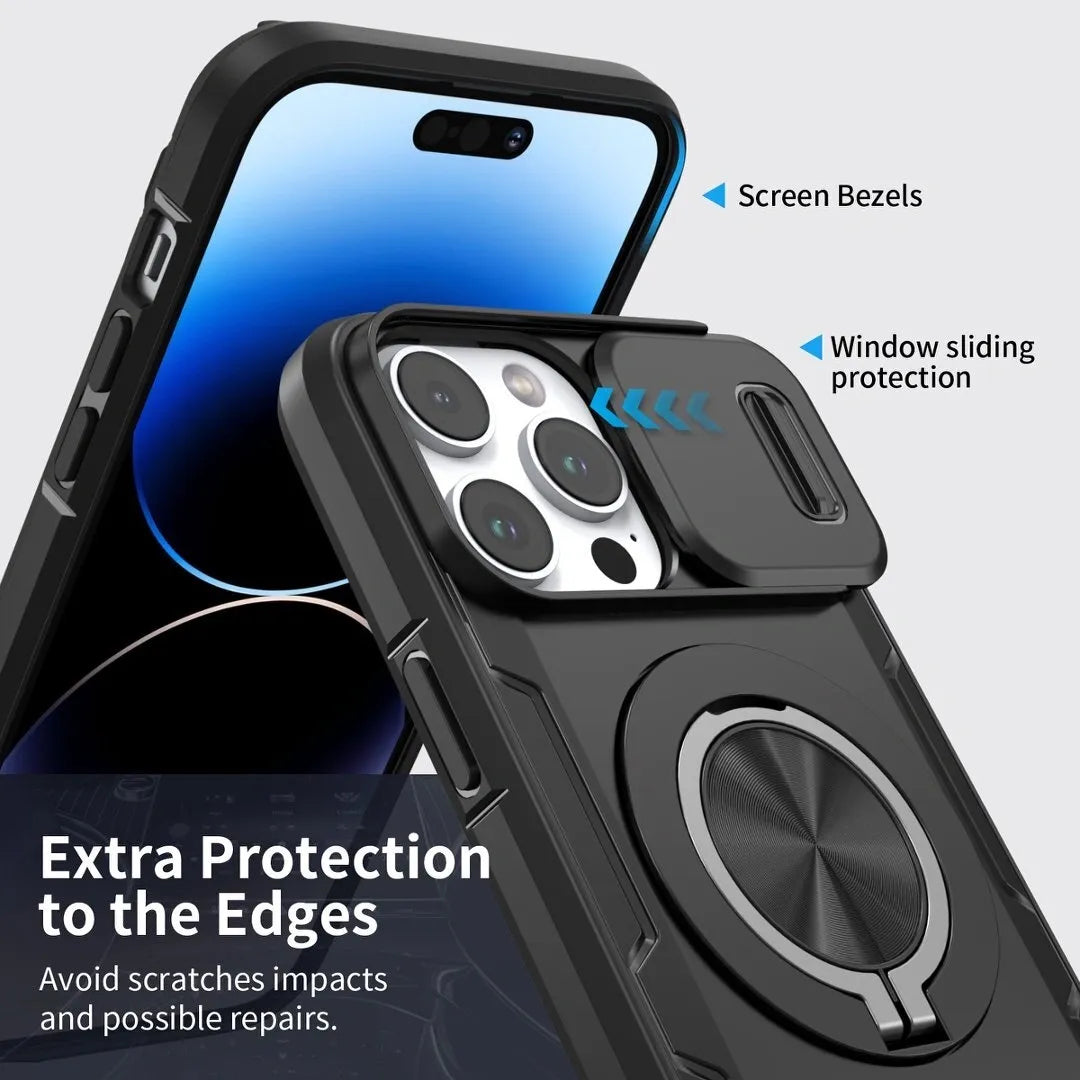 2-in-1 Magnetic Sliding Lens Case, Black for iPhone 15 Pro