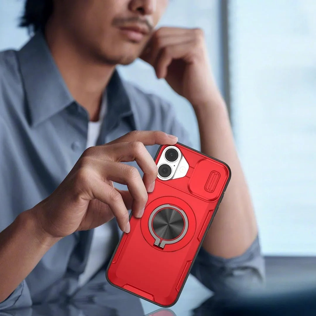 2-in-1 Magnetic Sliding Lens Case, Red for iPhone 17