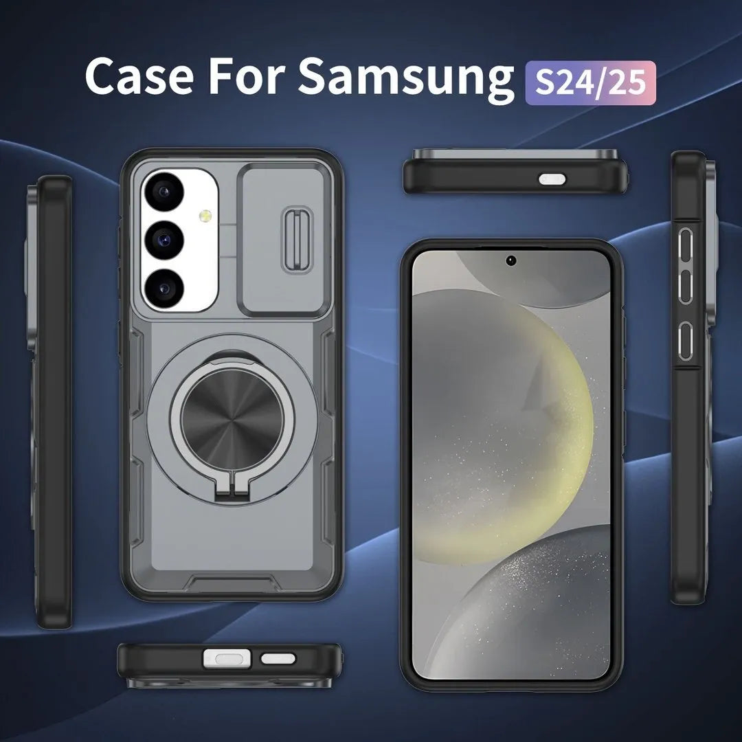 2-in-1 Magnetic Sliding Lens Case, Grey for Samsung S25