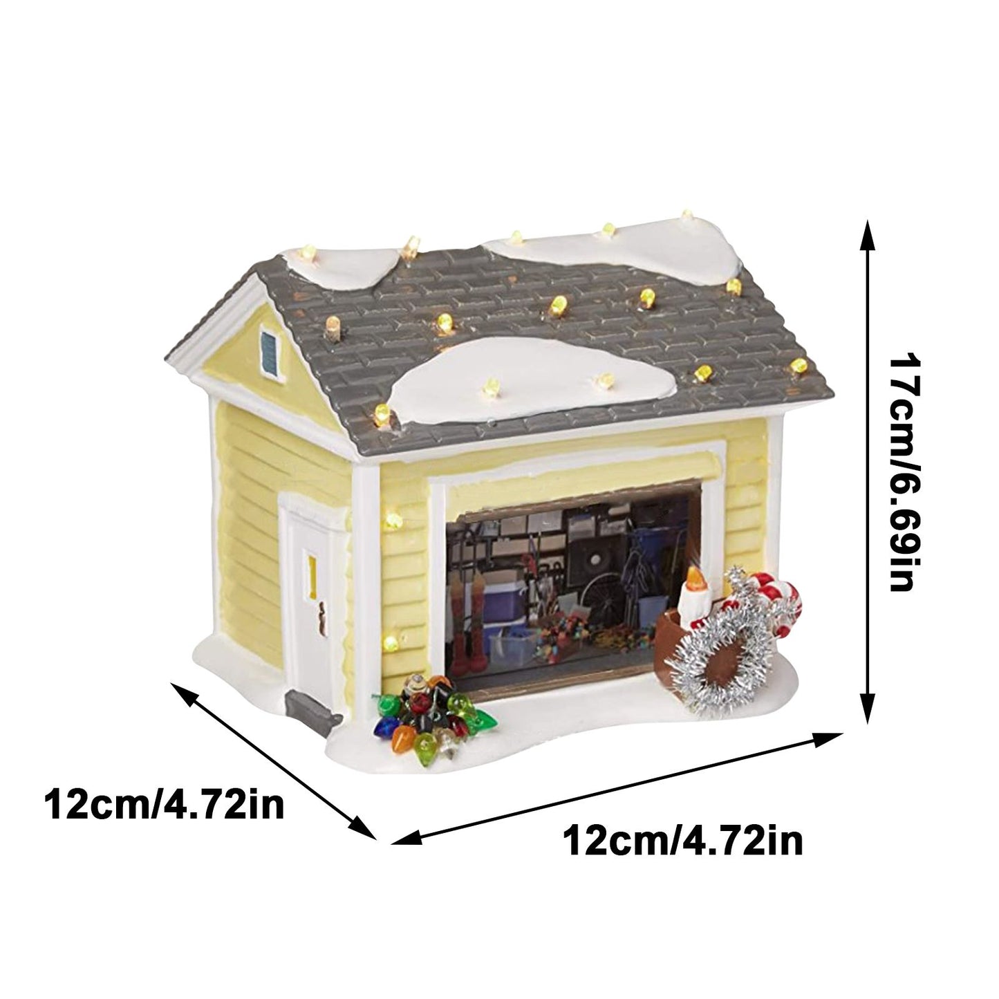 Christmas Village House LED Lighted Desk Building Resin House Statue Ornaments for Tabletop Centerpiece Fireplace Mantel