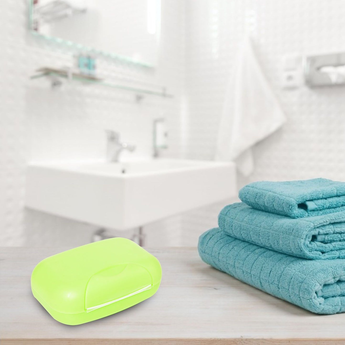 Travel Soap Container Waterproof Portable Bar Soap Case Holder Leakproof Soap Box for Home Hotel Green