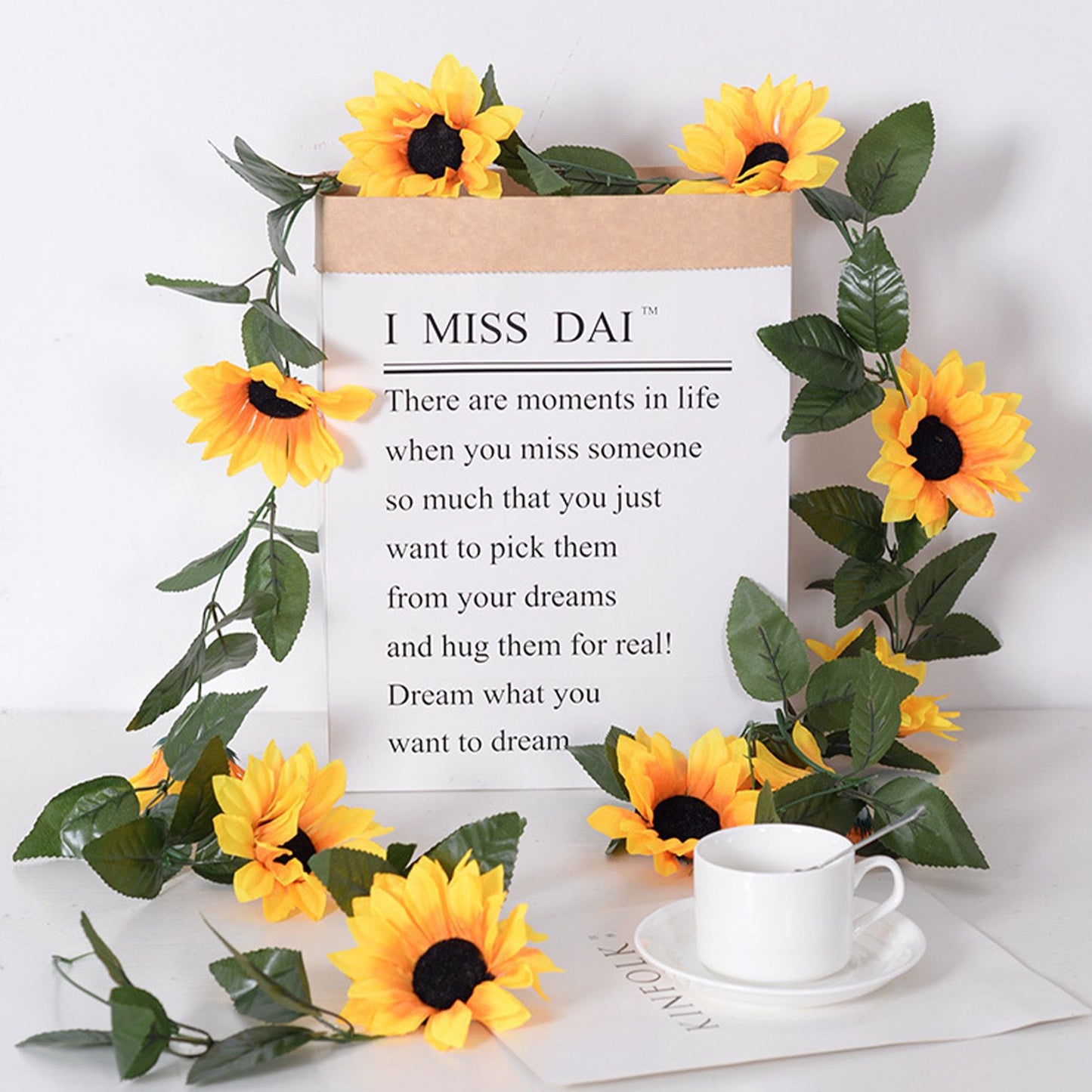 Artificial Sunflower Vines 200cm Length Lifelike Details Bright Colors Sunflower Garland for Parties Gardens Fences