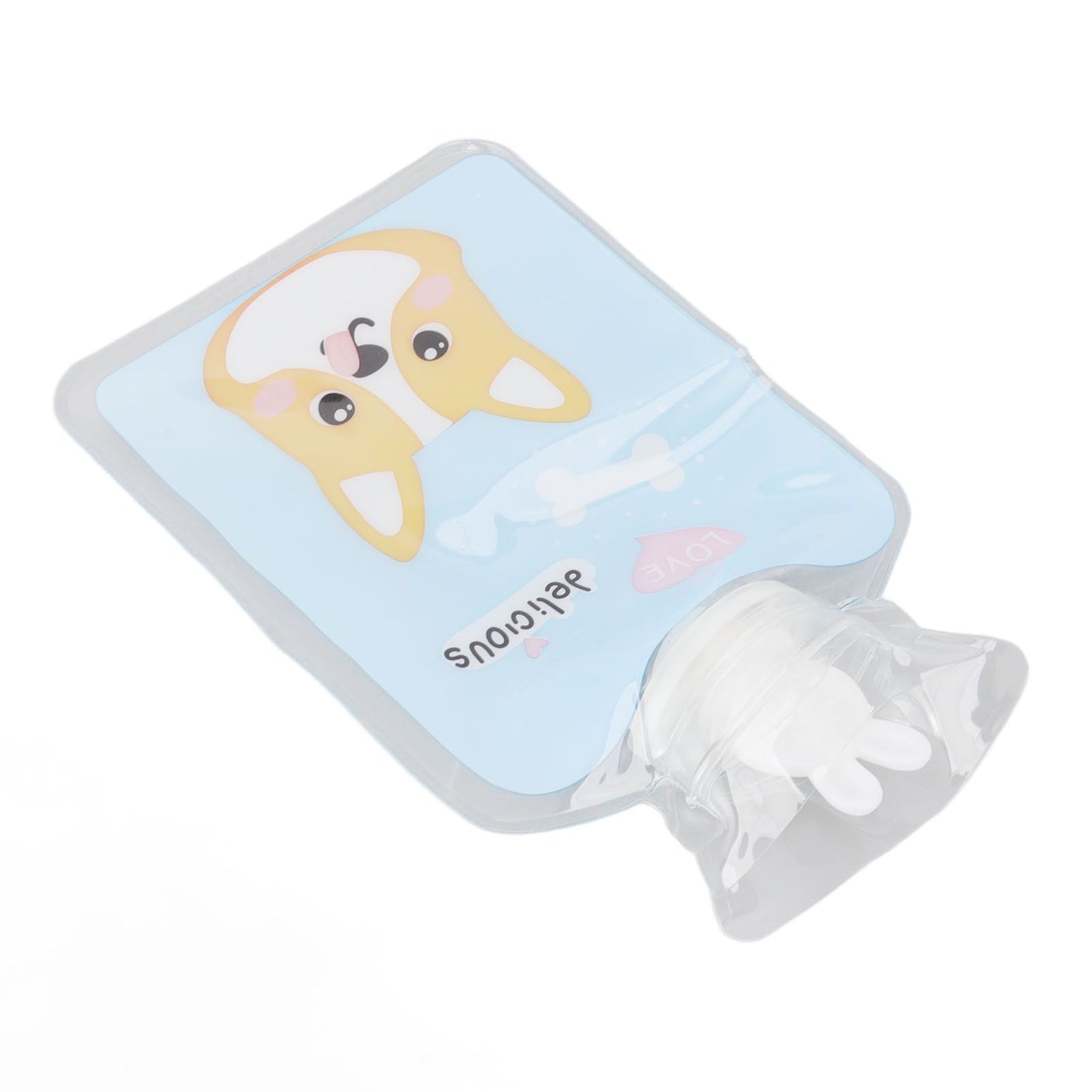 5Pcs Hot Water Bottle Bag Thickened Explosion Proof PVC Leakage Proof Wide Mouth Warm Water Bag Blue Dog Pattern