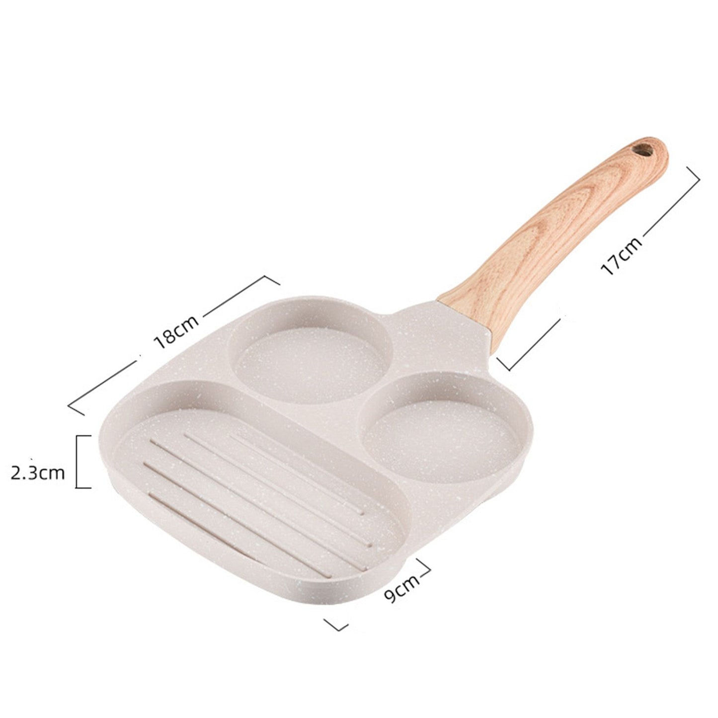 3 in 1 Breakfast Pan Nonstick Aluminum Alloy Labor Saving Pancake Frying Pan for Egg Bacon Gas Stove