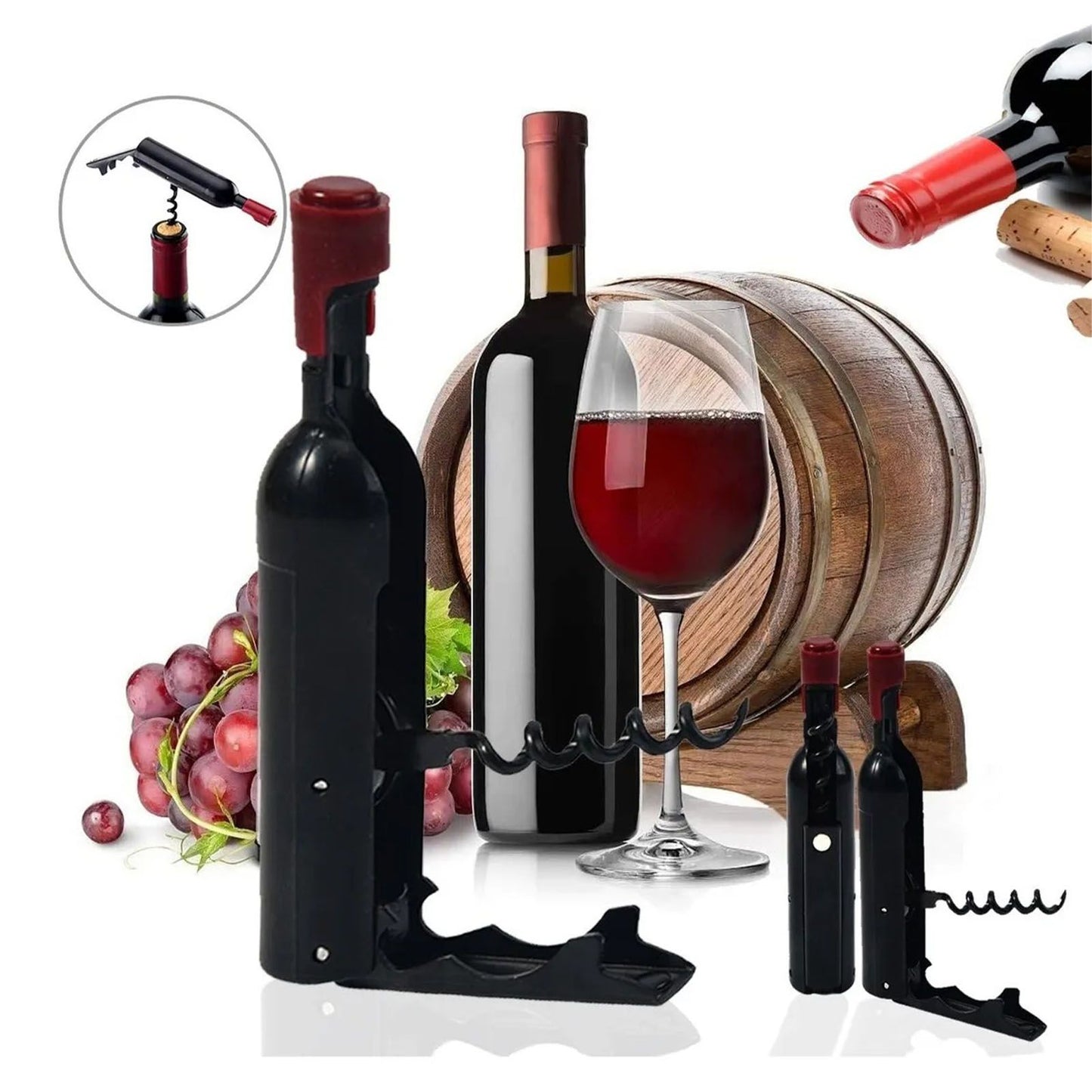 Wine Opener Black Multifunctional Magnet Design Portable Stainless Steel Wine Opener