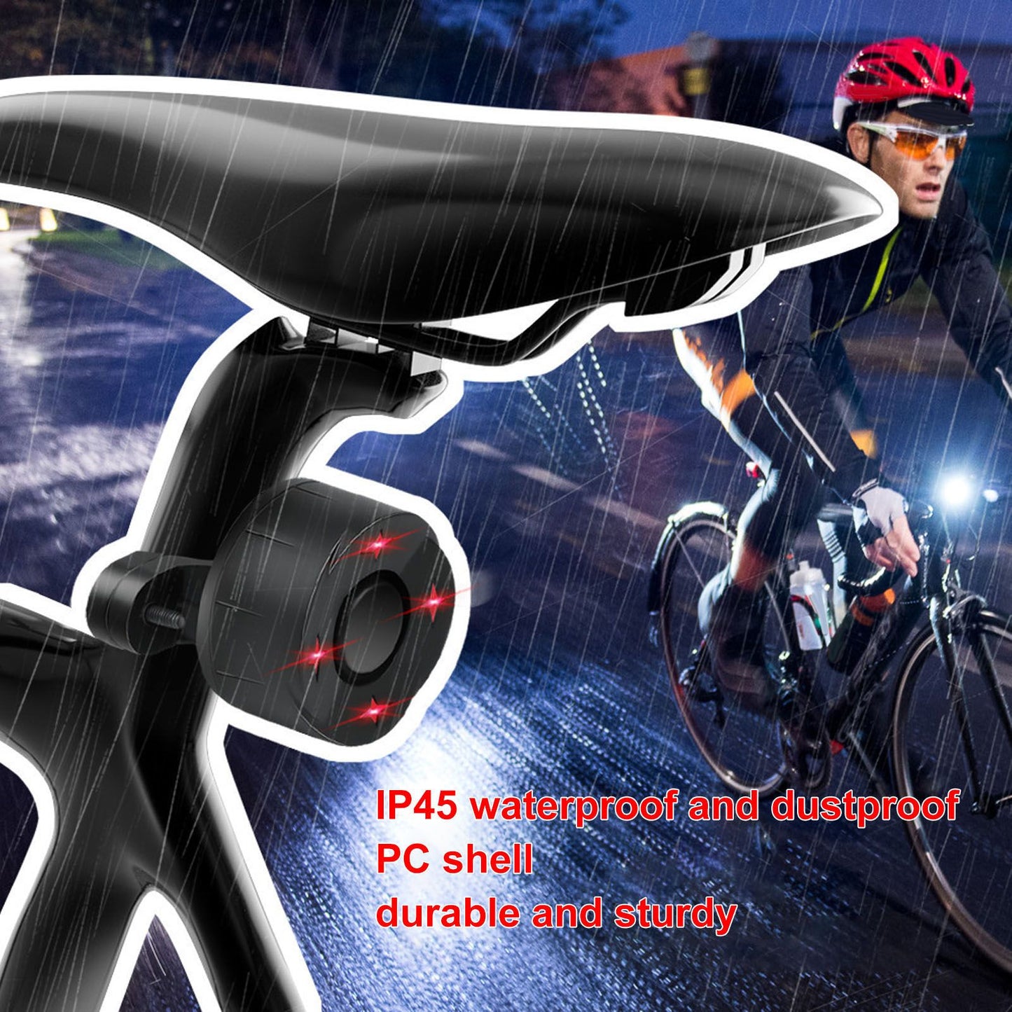 Bike Alarm with Light Wireless Anti Theft Bike Motorcycle Rear Light Alarm Louder Volume Bike Security Alarm System Black Single Remote