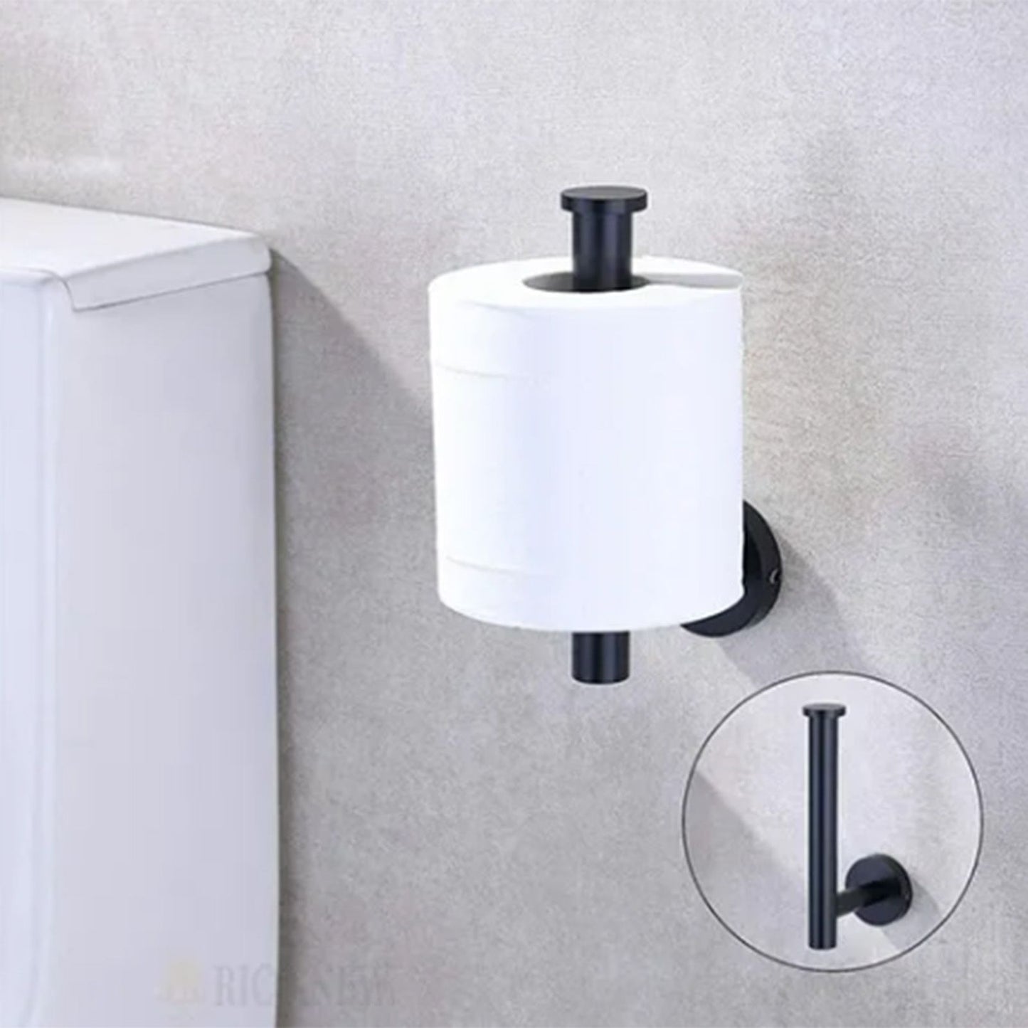 Paper Towel Holder Stainless Steel Black Matte Cylindrical Paper Towel Hanging Shelf for Home