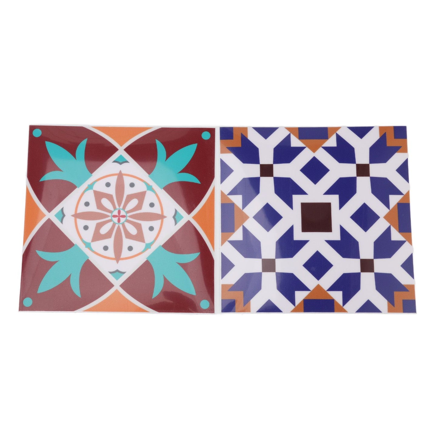 10Pcs Tile Sticker 5.9x5.9in Waterproof Anti Oil Moroccan Style Thick PVC Peel and Stick Tile for Wall Stairs Kitchen