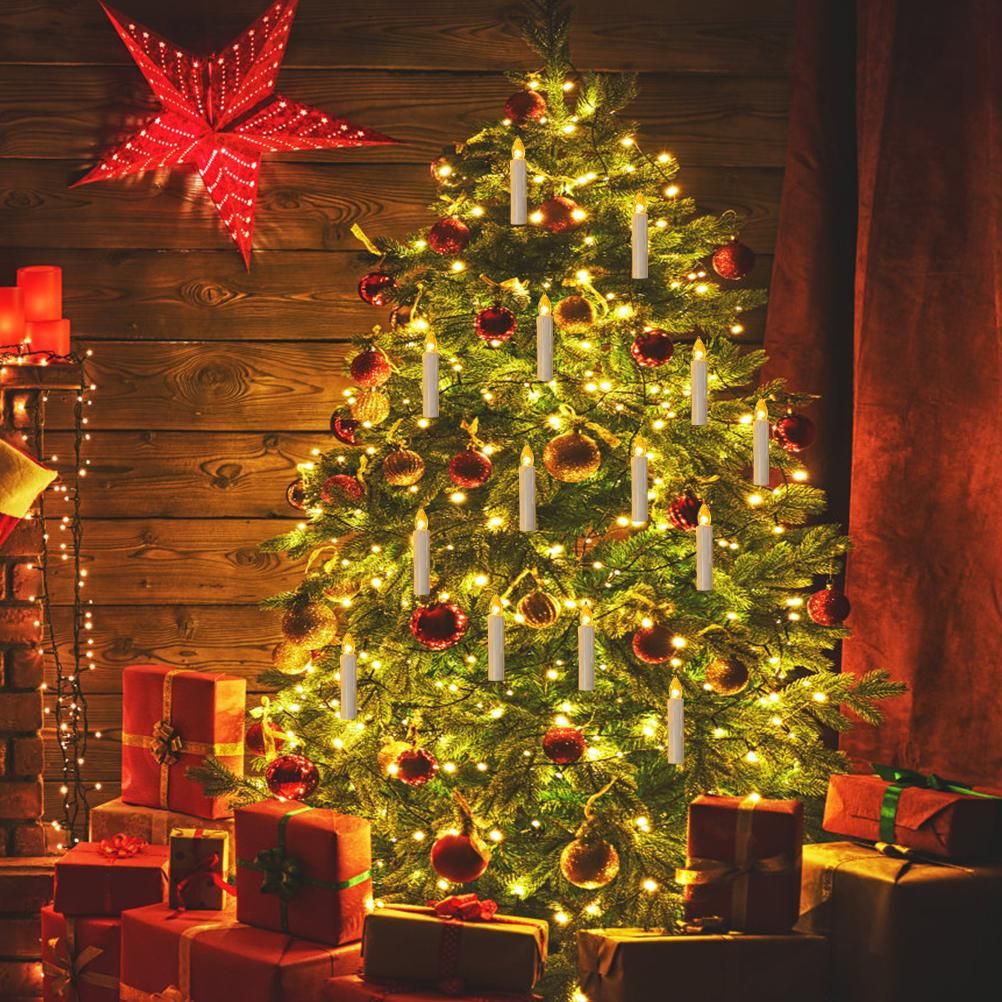 USB LED Candle Lamp Warm White LED Flameless Christmas Candle String Lights with Tree Clips Holiday Party Decoration