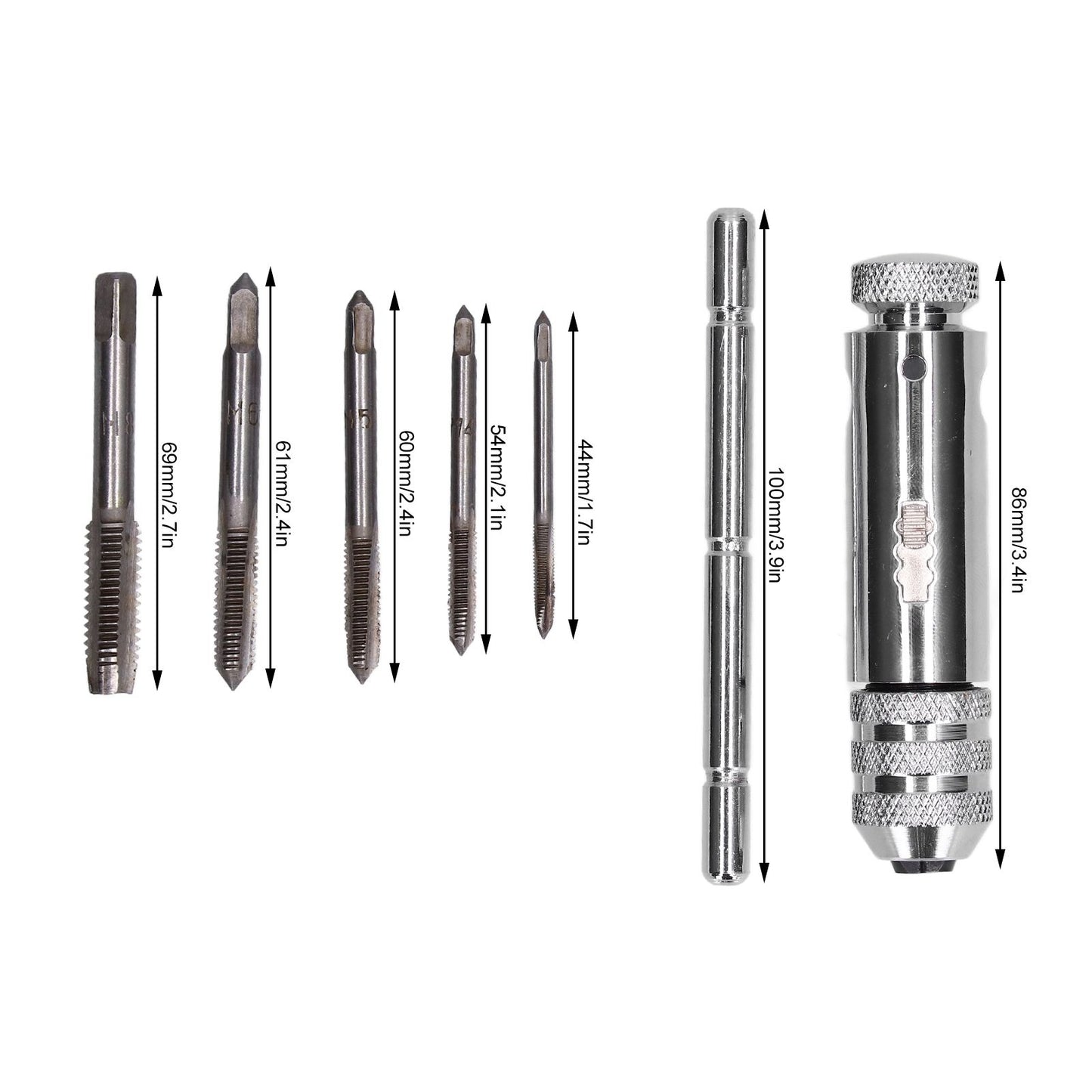 Ratchet Tap Wrench Rigid Hold 3 Positions Gear Box Adjustable Various Tap Sizes T Handle Tap Wrench for Faucet Reamer