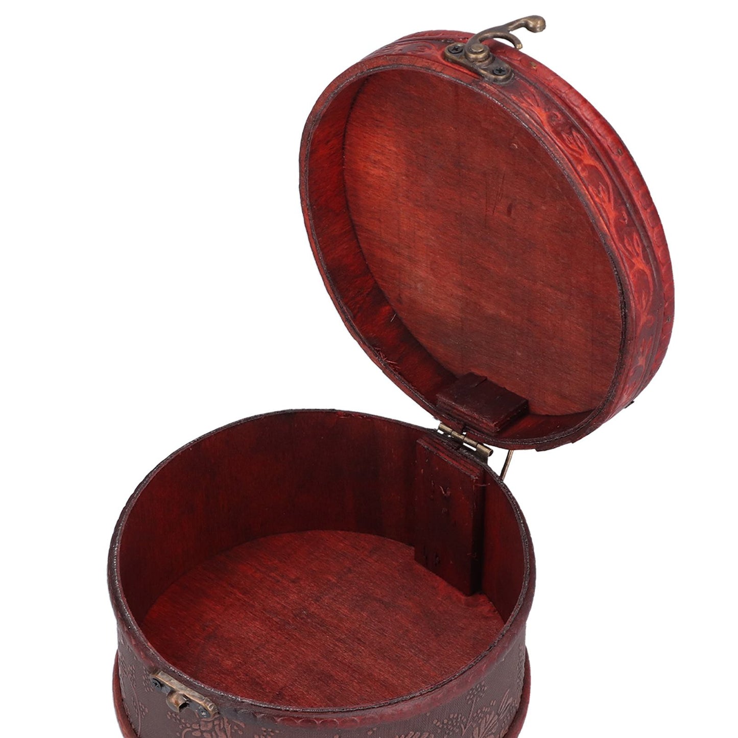 2Pcs Classical Jewelry Box with Buckle Cylinder Shape Antique Storage Case for Necklace Bracelet