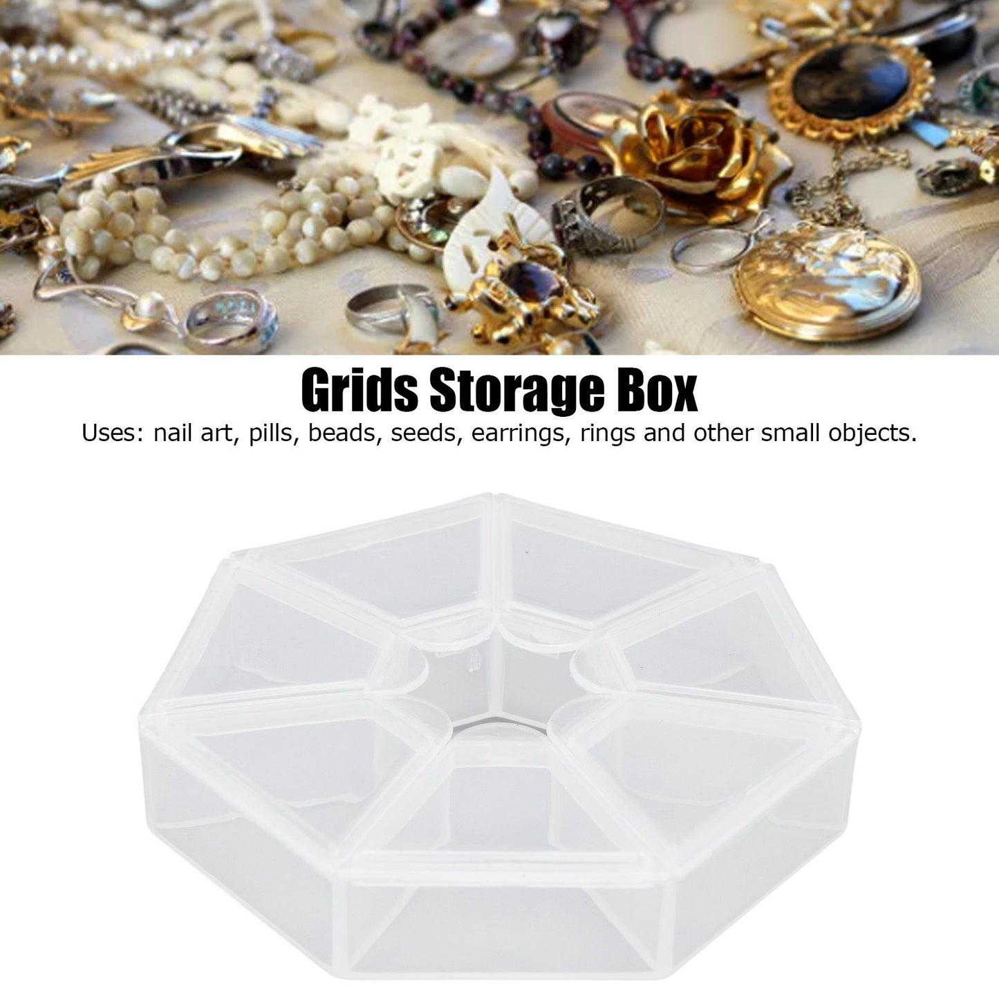 7 Grids Storage Box Clear Plastic Organizer Containers for Fishing Jewelry Pills